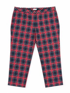J Jill Size 26 Plus Red Tartan Plaid Christmas Holiday Preppy Stretch Pants